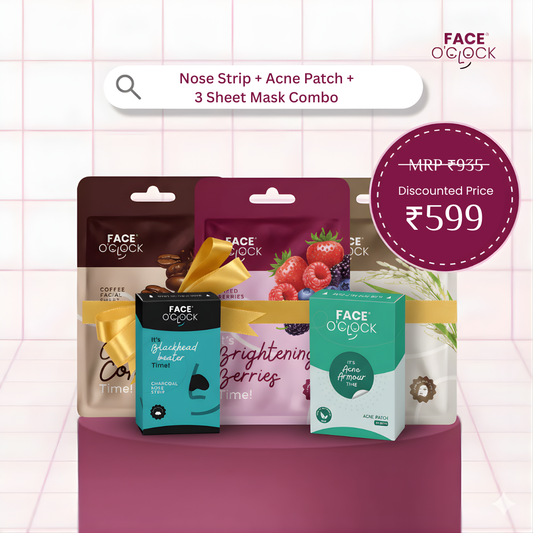 Nose Strip + Acne Patch + 3 Sheet Mask Combo