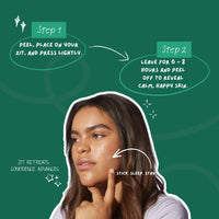 How to use Face O'Clock Neem Acne Armour Patches - clean dry skin, apply patch on pimple, leave overnight, peel off

