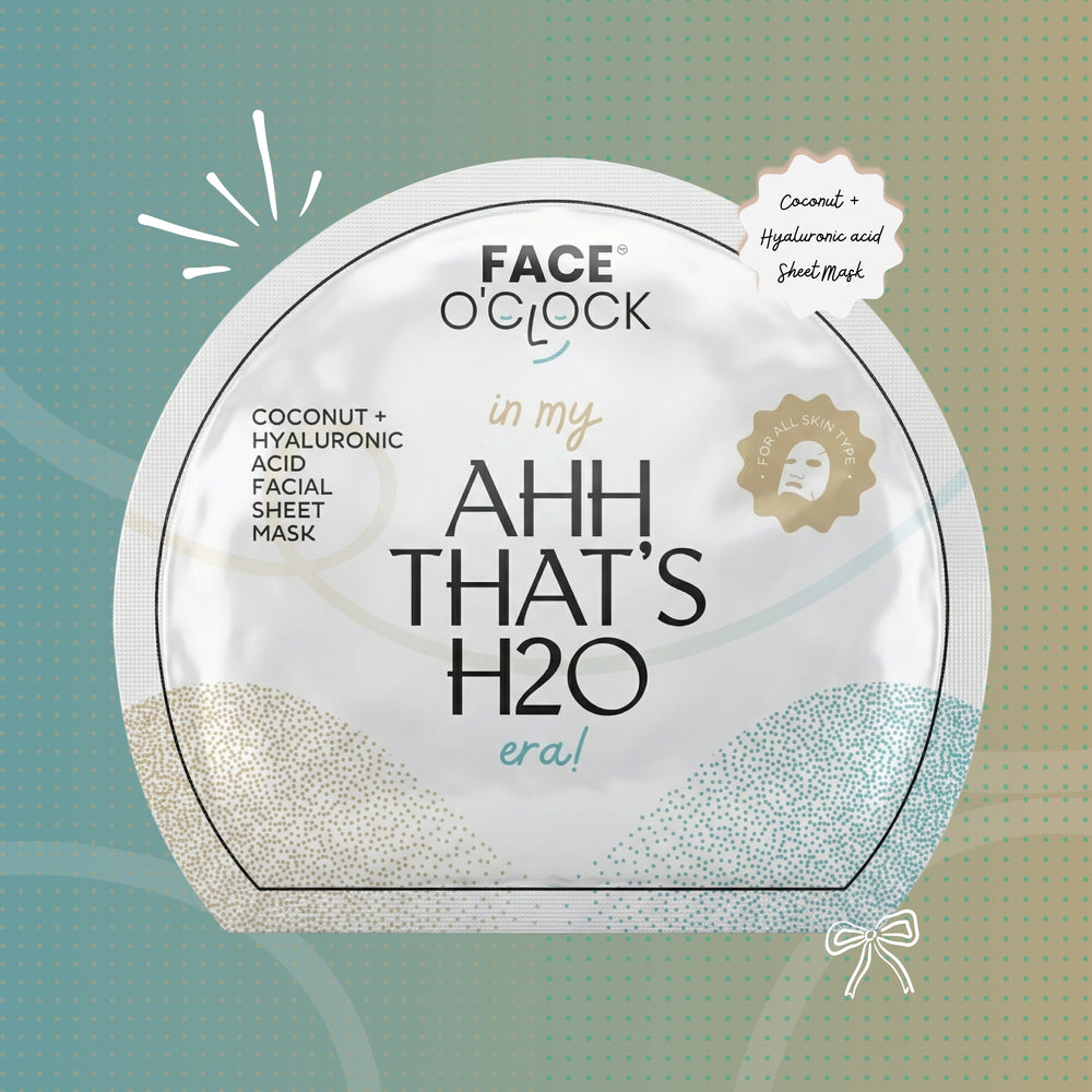 Face O'Clock Coconut + Hyaluronic Acid Sheet Mask - deep hydration, plumps skin, locks in moisture

