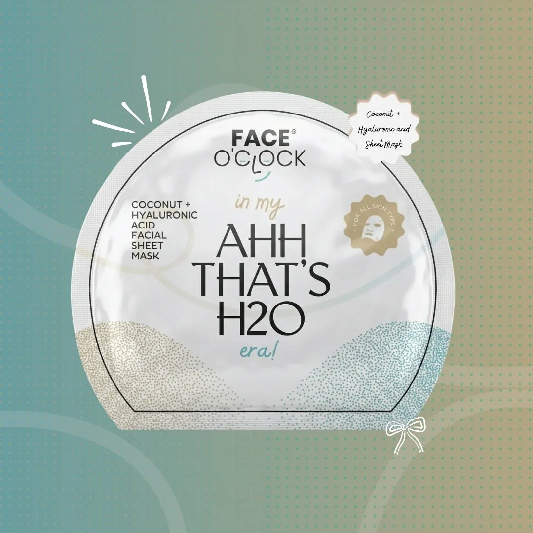 Face O'Clock Coconut + Hyaluronic Acid Sheet Mask - deep hydration, plumps skin, locks in moisture
