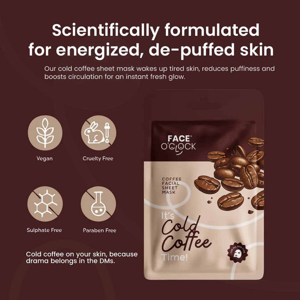 Face O'Clock Cold Coffee Facial Sheet Mask packaging
