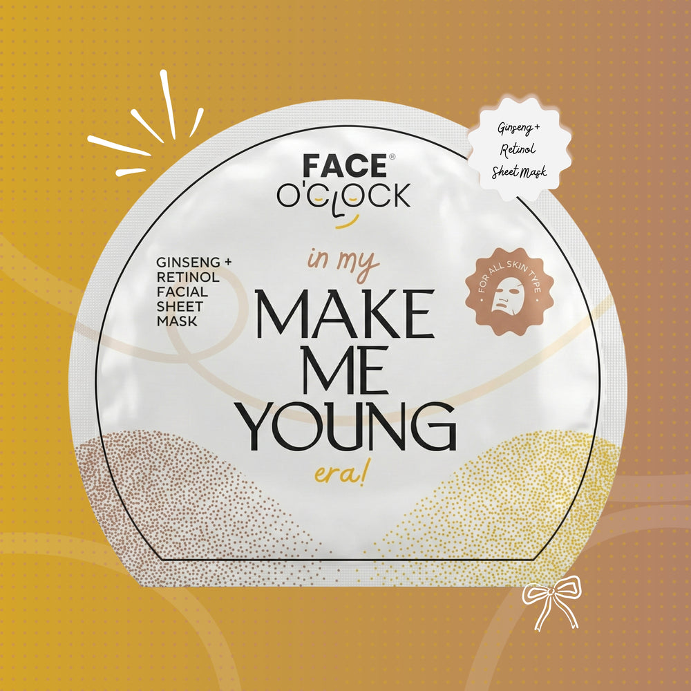 Face O'Clock Ginseng + Retinol Sheet Mask - smoothes fine lines, boosts cell renewal, anti-ageing
