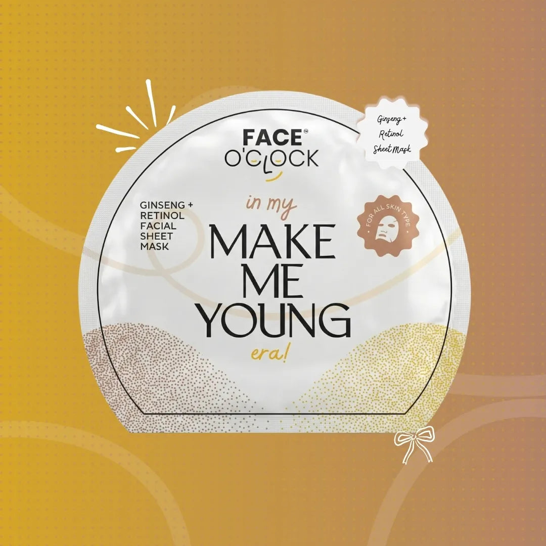Face O'Clock Ginseng + Retinol Sheet Mask - smoothes fine lines, boosts cell renewal, anti-ageing
