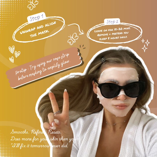 How to use Face O'Clock Ginseng + Retinol Sheet Mask - unfold, apply on face, leave 15-20 minutes, remove and glow

