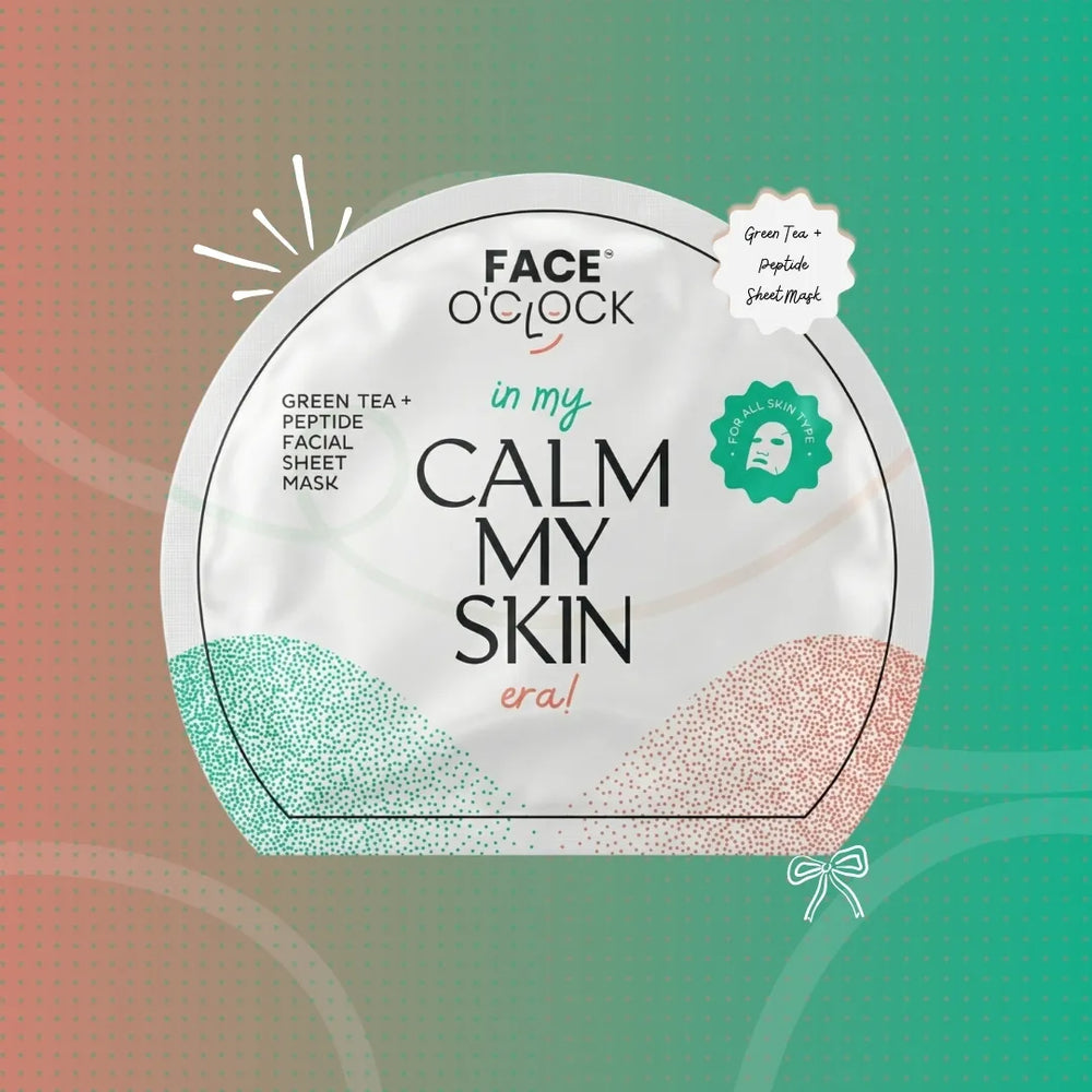 Face O'Clock Green Tea + Peptide Sheet Mask - soothes redness, strengthens skin barrier, calms irritation
