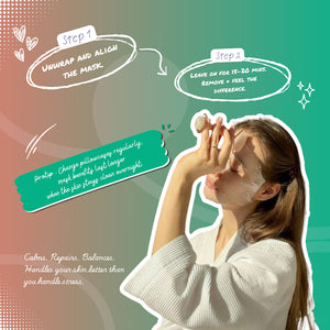 How to use Face O'Clock Green Tea + Peptide Sheet Mask - unfold, apply on face, leave 15-20 minutes, remove and glow

