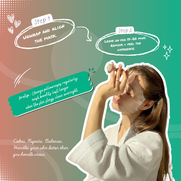 How to use Face O'Clock Green Tea + Peptide Sheet Mask - unfold, apply on face, leave 15-20 minutes, remove and glow

