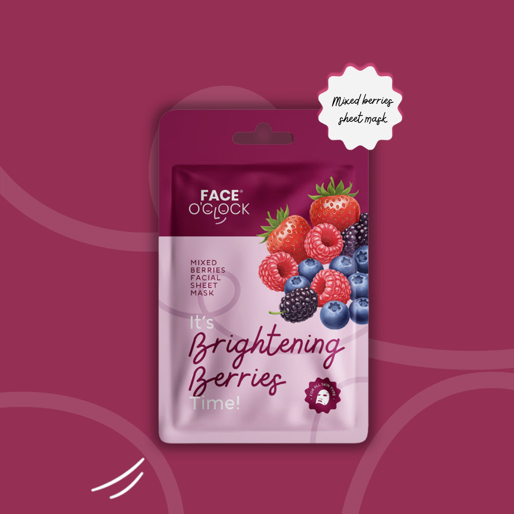 Face O'Clock Brightening Berries Sheet Mask - antioxidant-rich berry extracts, smoothes and brightens dull skin
