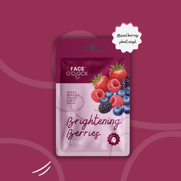 Face O'Clock Brightening Berries Sheet Mask - antioxidant-rich berry extracts, smoothes and brightens dull skin
