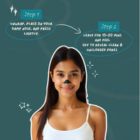 How to use Face O'Clock Charcoal Blackhead Beater nose strips: wet the nose, apply the strip, leave 10 to 15 minutes, then peel off slowly