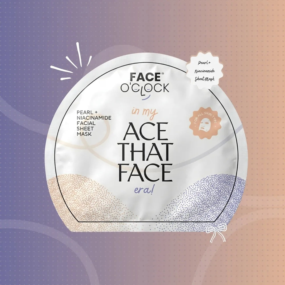 Face O'Clock Pearl + Niacinamide Sheet Mask - minimises pores, evens skin tone, soft luminous glow
