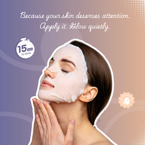 How to use Face O'Clock Pearl + Niacinamide Sheet Mask - unfold, apply on face, leave 15-20 minutes, remove and glow

