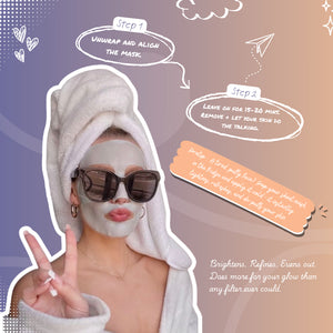 How to use Face O'Clock Pearl + Niacinamide Sheet Mask - unfold, apply on face, leave 15-20 minutes, remove and glow

