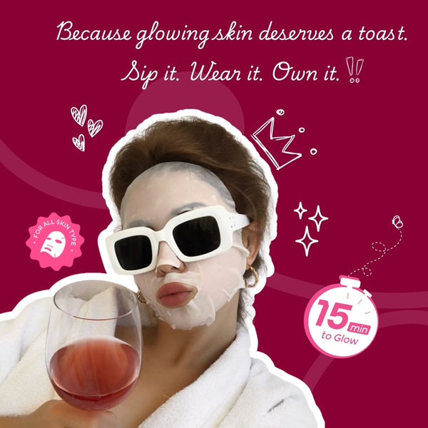 Face O'Clock Rewind Red Wine Sheet Mask - Resveratrol and antioxidants, firms, brightens, fades dark spots


