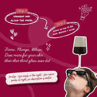How to use Face O'Clock Red Wine Sheet Mask - unfold, apply on face, leave 15-20 minutes, remove and glow

