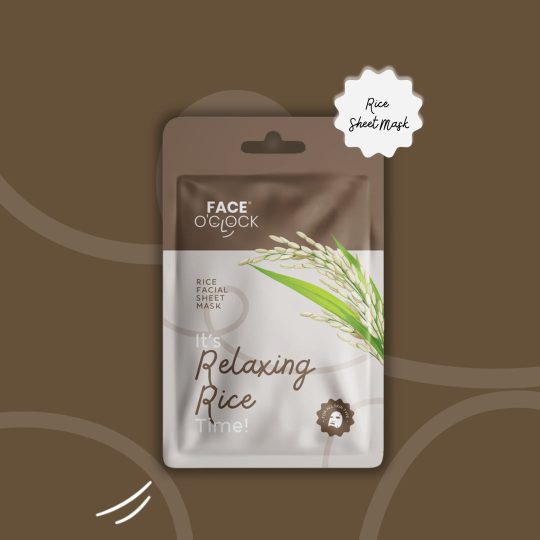 Face O'Clock Relaxing Rice Sheet Mask - hydrates, evens skin tone, brightens dull skin
