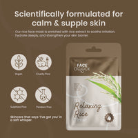 Face O'Clock Relaxing Rice Sheet Mask - vegan, cruelty free, paraben free, sulphate free

