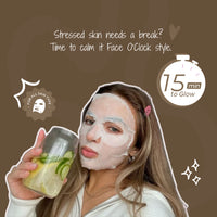 How to use Face O'Clock Relaxing Rice Sheet Mask - unfold, apply on face, leave 15-20 minutes, remove and glow

