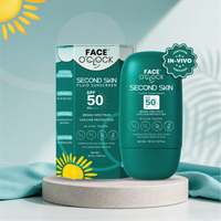 Face O'Clock Second Skin Fluid Sunscreen SPF 50 PA++++ in a 50 ml teal bottle