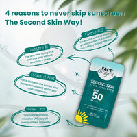 Face O'Clock Second Skin Fluid Sunscreen Travel Edition sachet, pocket sized SPF 50 for reapplying through the day